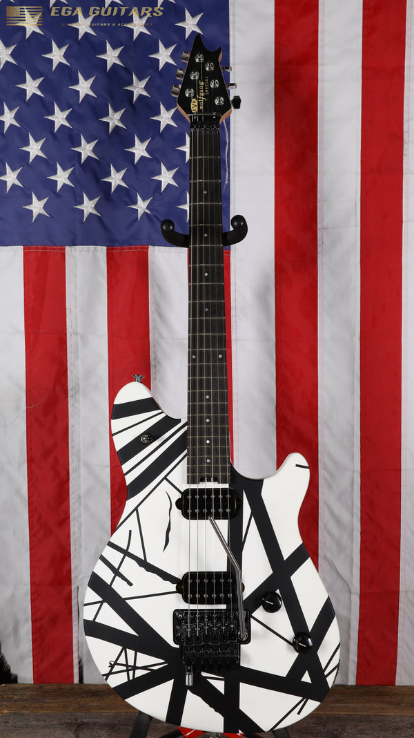 EVH Wolfgang Special Striped with Ebony Fretboard - Satin White/Black Stripes